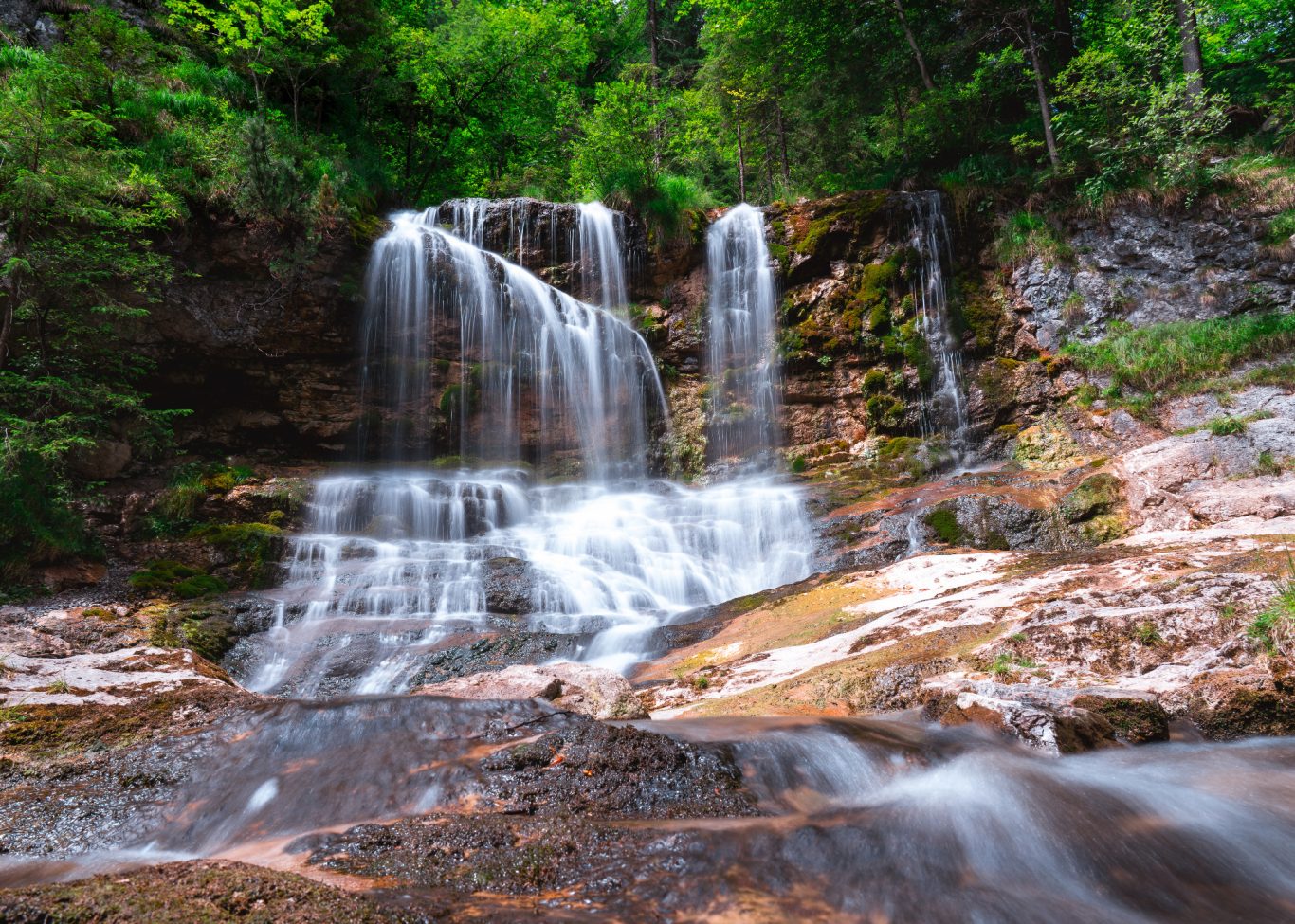 Weißbach Wasserfälle, Langzeitbelichtung.